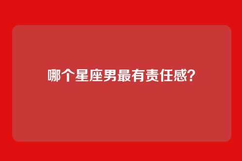 哪个星座男最有责任感？