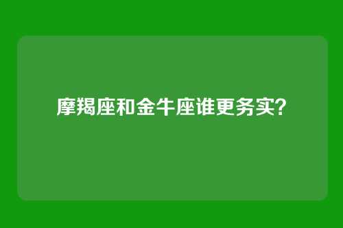 摩羯座和金牛座谁更务实?