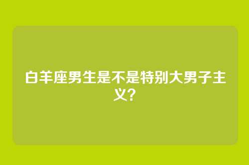 白羊座男生是不是特别大男子主义?