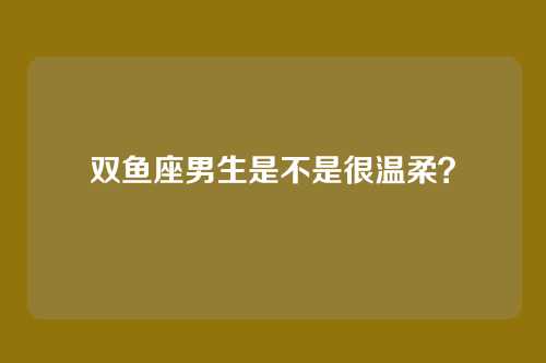 双鱼座男生是不是很温柔？