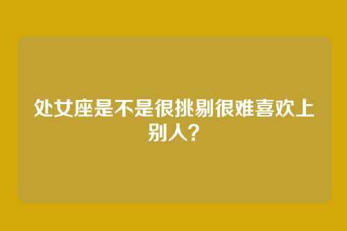 处女座是不是很挑剔很难喜欢上别人？