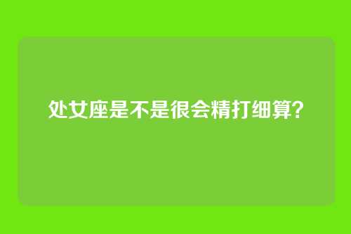 处女座是不是很会精打细算？