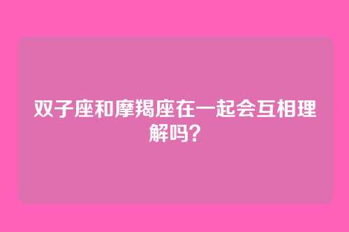 双子座和摩羯座在一起会互相理解吗？