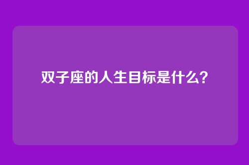 双子座的人生目标是什么？
