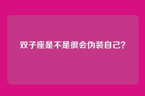 双子座是不是很会伪装自己？