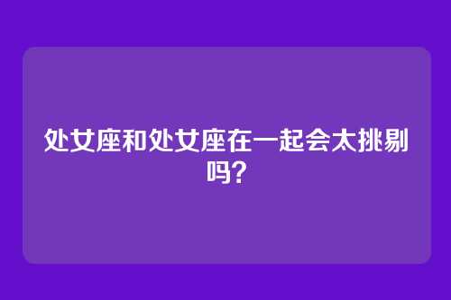 处女座和处女座在一起会太挑剔吗？