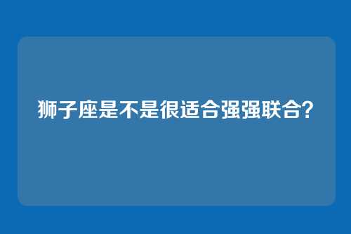 狮子座是不是很适合强强联合？
