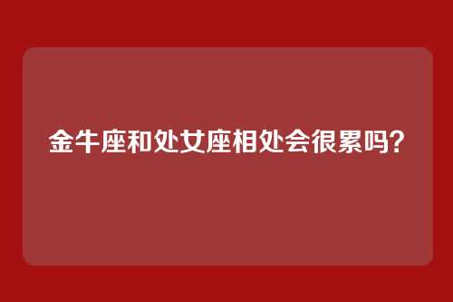 金牛座和处女座相处会很累吗？