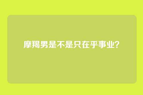 摩羯男是不是只在乎事业？