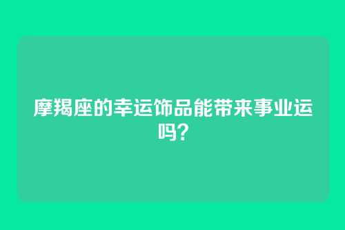 摩羯座的幸运饰品能带来事业运吗？