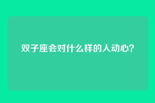双子座会对什么样的人动心？