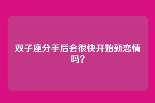 双子座分手后会很快开始新恋情吗？