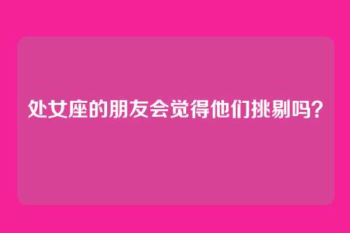 处女座的朋友会觉得他们挑剔吗？