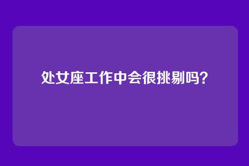 处女座工作中会很挑剔吗？