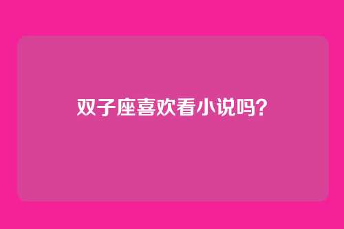 双子座喜欢看小说吗？
