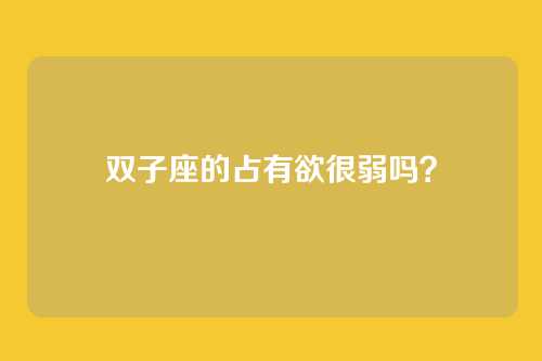 双子座的占有欲很弱吗?