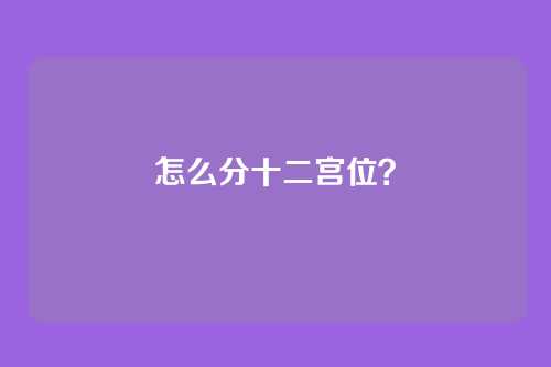 怎么分十二宫位?