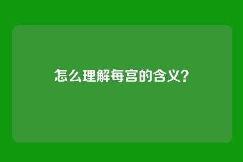怎么理解每宫的含义?
