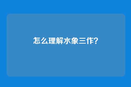 怎么理解水象三作?