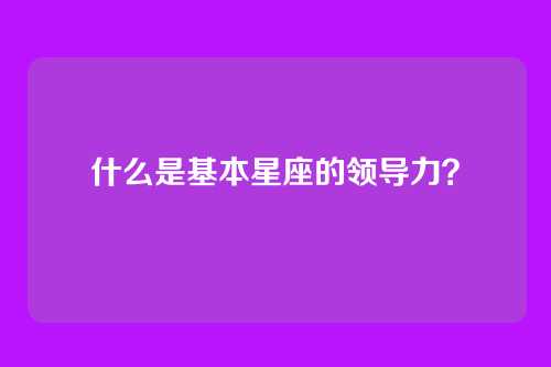 什么是基本星座的领导力?