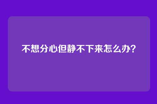 不想分心但静不下来怎么办?