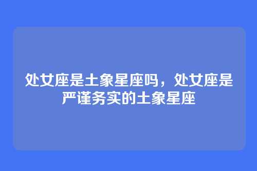 处女座是土象星座吗,处女座是严谨务实的土象星座