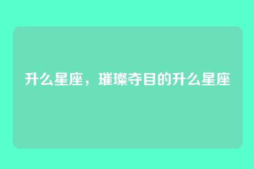 升么星座,璀璨夺目的升么星座